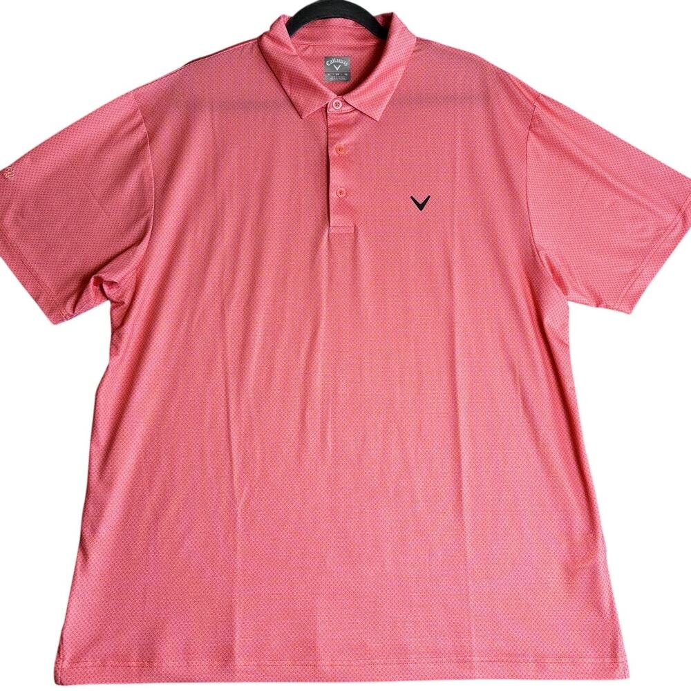 Callaway Men's Orange Golf Polo Short Sleeve Performance Collared Shirt  XL